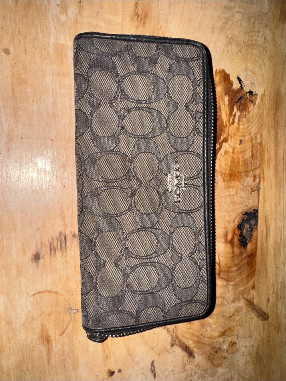Coach black and gray Signature Zip-Around Wallet